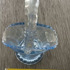 Vintage Blue Glass Basket with Handle